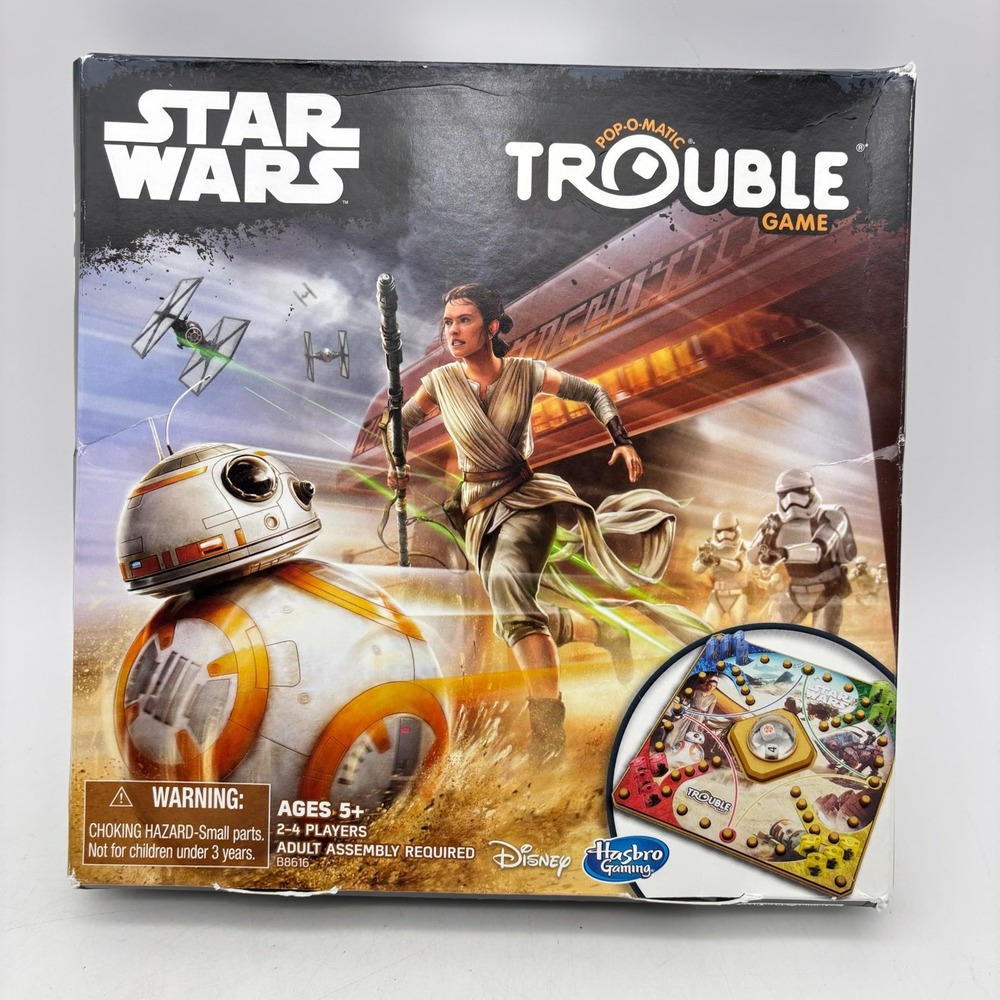Star Wars Rey BB-8 Trouble Game COMPLETE Hasbro 2015 Sequel Trilogy Pop O Matic